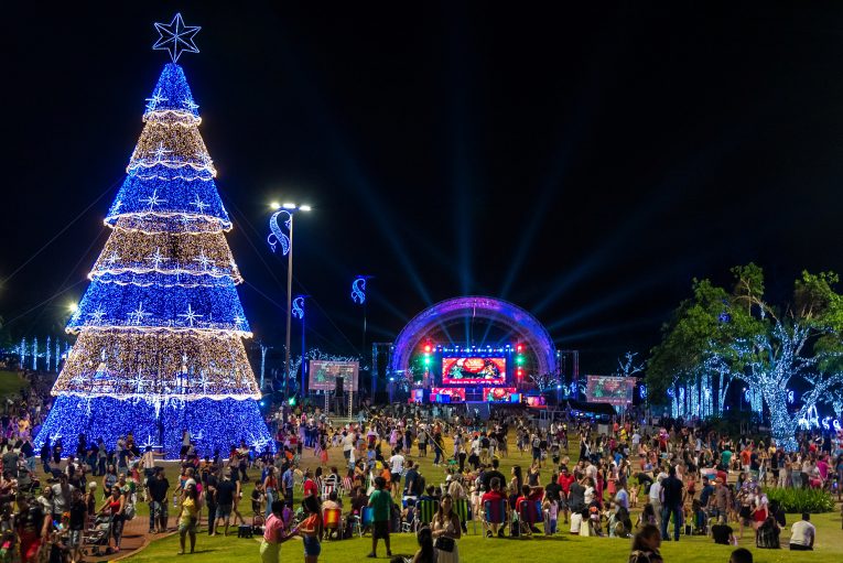 Num show interativo e repleto de detalhes e figurinos caprichados e ricos em detalhes, a Despertar Produções convidou a plateia a brincar com bolas coloridas gigantes, cantar, dançar, rir, e até para acender a árvore de Natal gigante que faz parte da decoração do local.